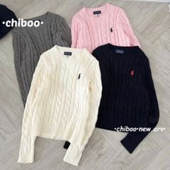 LEN5516 ÁO LEN NGỰA TAY DÀI CỔ TRÒN (KEM) 81571