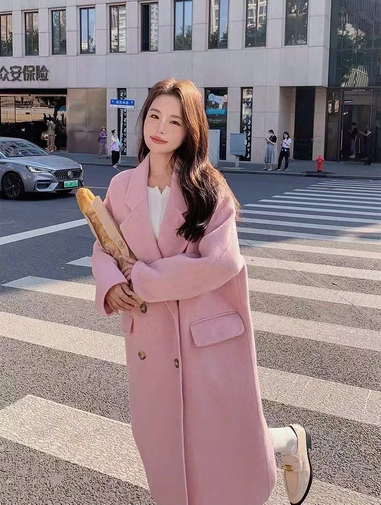 LEN5561 DẠ ÉP CỔ VEST DÁNG DÀI CC (HỒNG) 26113