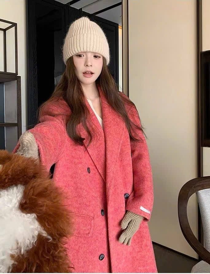 LEN5564 DẠ ÉP LÔNG CỔ VEST DÁNG DÀI CC (XANH) 26091