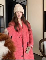 LEN5564 DẠ ÉP LÔNG CỔ VEST DÁNG DÀI CC (XANH) 26091