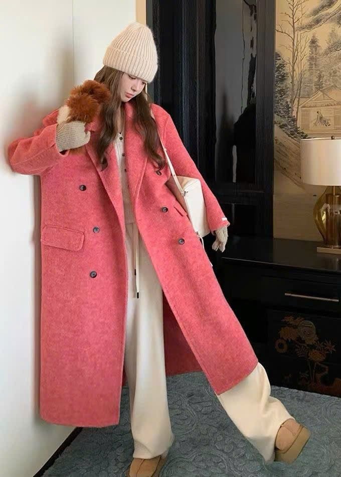 LEN5564 DẠ ÉP LÔNG CỔ VEST DÁNG DÀI CC (XANH) 26091