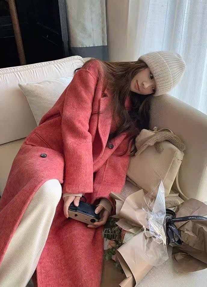 LEN5564 DẠ ÉP LÔNG CỔ VEST DÁNG DÀI CC (XANH) 26091