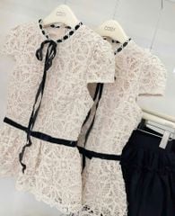 VGU1943 ÁO REN TK CỔ ĐAN DÂY THẮT NƠ (LẺ)