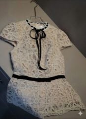 VGU1943 ÁO REN TK CỔ ĐAN DÂY THẮT NƠ (LẺ)