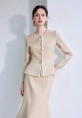 VGU2022 SET ÁO TK TÙNG PEPLUM TAY DÀI - C.VÁY ĐUÔI CÁ LỬNG