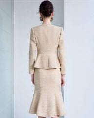 VGU2022 SET ÁO TK TÙNG PEPLUM TAY DÀI - C.VÁY ĐUÔI CÁ LỬNG