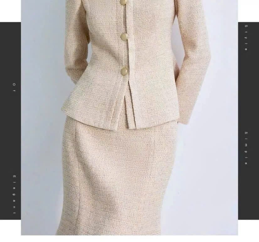 VGU2022 SET ÁO TK TÙNG PEPLUM TAY DÀI - C.VÁY ĐUÔI CÁ LỬNG