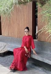 SKY9747 SET ÁO DÀI THÊU H.TIẾT 2TÀ - QUẦN DÀI CAO CẤP (FULL ĐỎ)