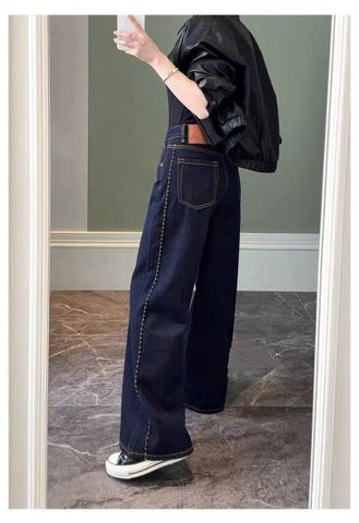 VGU2145 QUẦN JEAN SUÔNG VIỀN CHỈ CAO CẤP