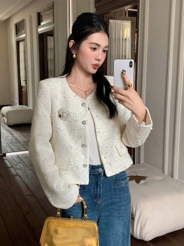 TB9840 KHOÁC DẠ KIM SA CAO CẤP + TAG HOA