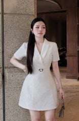 VGU1319 ĐẦM VEST TRẮNG PHỐI TAG