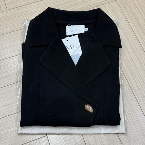 OAK0179 SET VEST ÁO ÉP KEO ĐÍNH NÚT BẠC +CV DÀI (ĐEN)