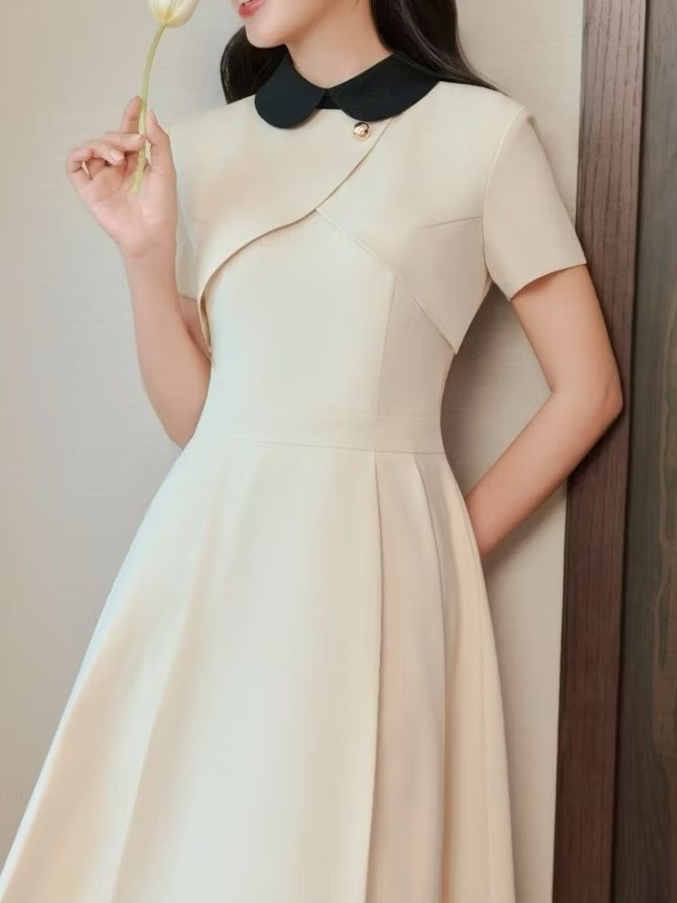 SKY5958 ĐẦM XÒE CỔ SEN THANH LỊCH (ĐỎ)