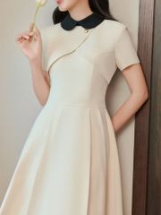 SKY5958 ĐẦM XÒE CỔ SEN THANH LỊCH (ĐỎ)