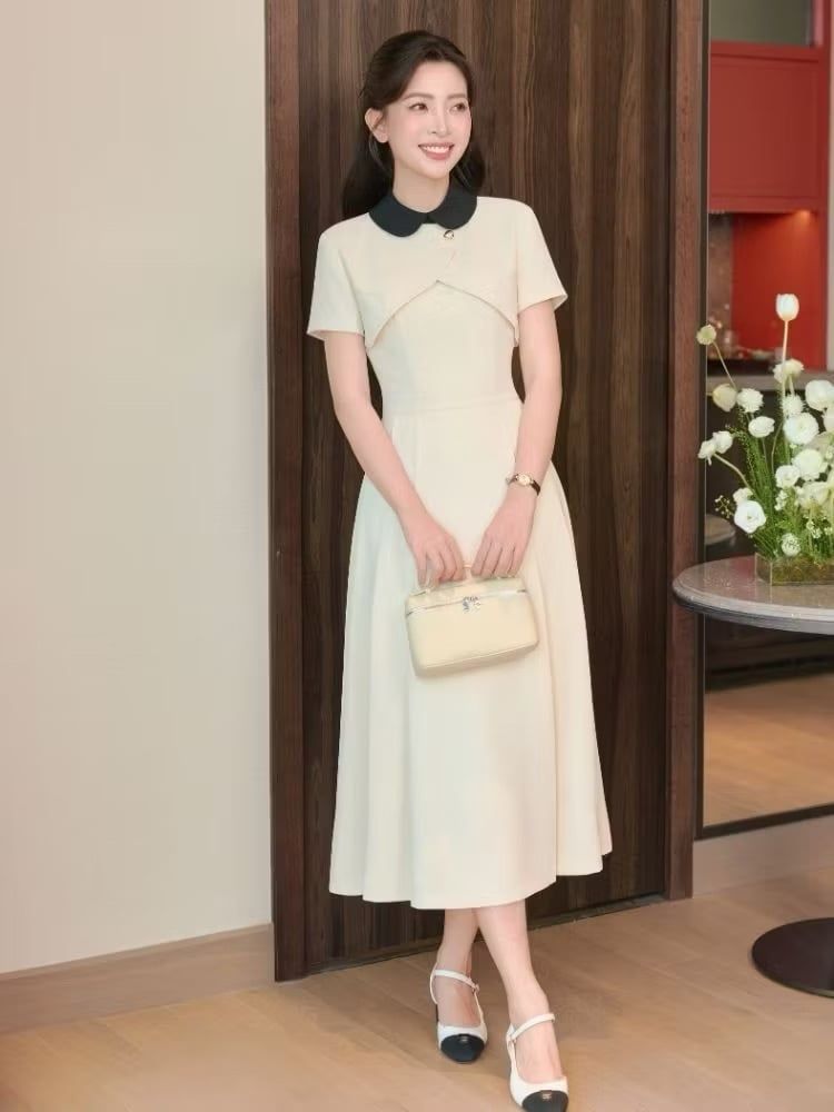 SKY5958 ĐẦM XÒE CỔ SEN THANH LỊCH (ĐỎ)