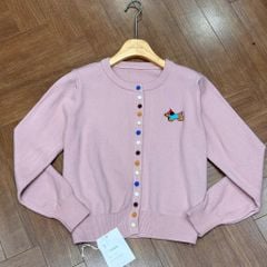 LEN6022 ÁO LEN CÚN NÚT BỌC MÀU (HỒNG) 10057