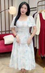 LH009 ĐẦM OMBRE XANH XẾP LI NGỰC