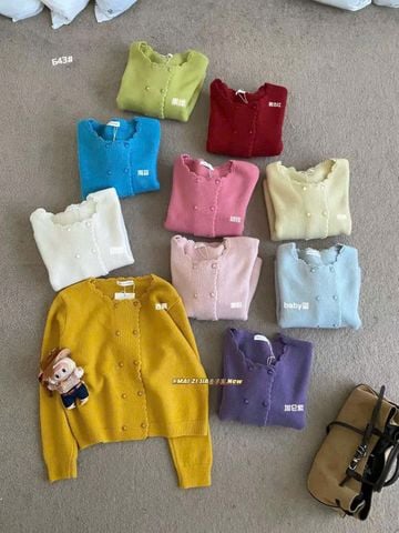 LEN6138 ÁO LEN TAY DÀI PHỐI 2 HÀNG NÚT ( KEM ) 643