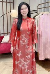 SKY9800 SET ÁO DÀI CAM NÚT TÀU HT BƯỚM - QUẦN DÀI C.CẤP