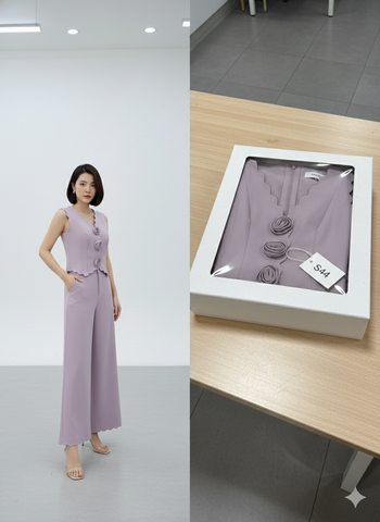 AHA001H SET ÁO TK CẮT LASER ĐÍNH HOA CAO CẤP - QUẦN DÀI (HỒNG)