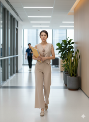 AHA001N SET ÁO TK CẮT LASER ĐÍNH HOA CAO CẤP - QUẦN DÀI (NÂU)