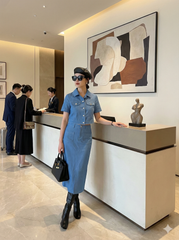 LH014 SET ÁO CROPTOP NÚT K.LOẠI - CHÂN VÁY A