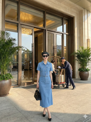 LH014 SET ÁO CROPTOP NÚT K.LOẠI - CHÂN VÁY A