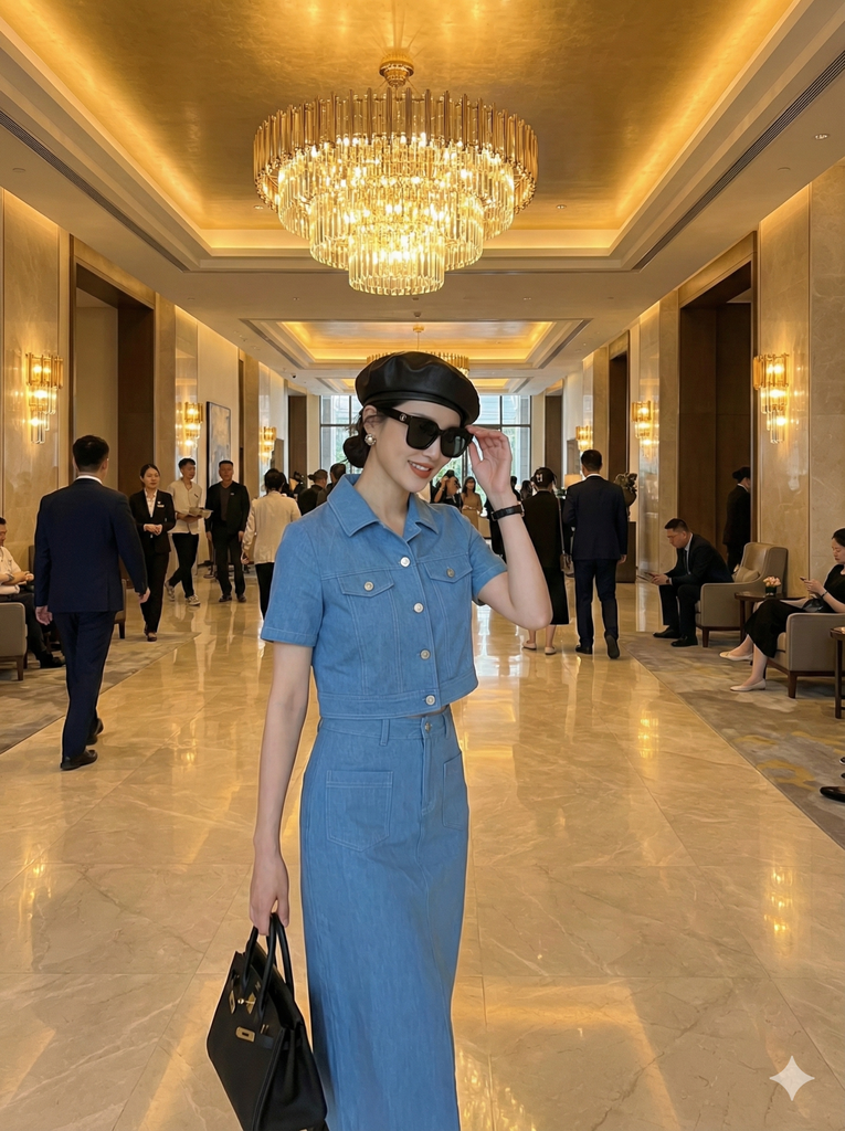 LH014 SET ÁO CROPTOP NÚT K.LOẠI - CHÂN VÁY A