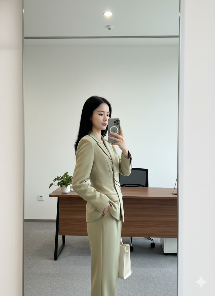 AHA020  SET VEST TK XẾP LI - QUẦN TÂY CAO CẤP (XANH RÊU)