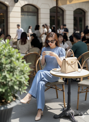 AHA023 SET ÁO PHỐI TAY VIỀN CHỈ NỔI - QUẦN DÀI CAOCAP