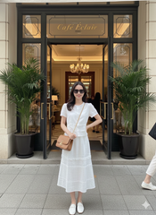 LH0001T SET XÔ THÊU TRẮNG - CHÂN VÁY PHỐI BÈO CC