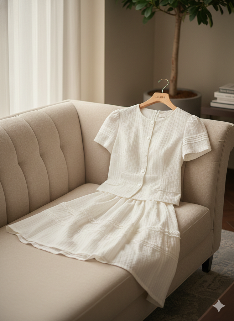 LH0001T SET XÔ THÊU TRẮNG - CHÂN VÁY PHỐI BÈO CC