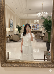 LH0001T SET XÔ THÊU TRẮNG - CHÂN VÁY PHỐI BÈO CC