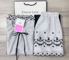 VGU0751 SET ÁO+ QUẦN SHORT THÊU HOA