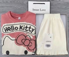 TB8652  SET ÁO + QUẦN SHORT HELLO KITTY ( HỒNG )