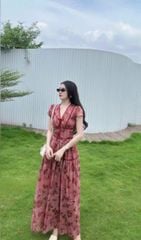 VGU0678 ĐẦM HOA ĐÍNH NƠ NGỰC