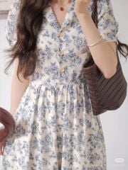 VGU0753 ĐẦM DÀI HOA CỔ SƠ MI