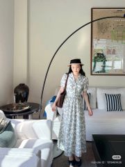 VGU0753 ĐẦM DÀI HOA CỔ SƠ MI