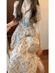 VGU0753 ĐẦM DÀI HOA CỔ SƠ MI