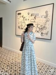 VGU0753 ĐẦM DÀI HOA CỔ SƠ MI