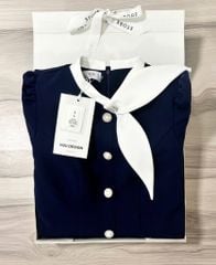 VGU0761 ĐẦM DÀI CỔ SƠ MI ĐÍNH NÚT (XANH ĐEN )