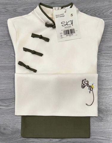 SKY8603 SET PHÁP PHỤC ĐÍNH NƠ ( XANH RÊU)