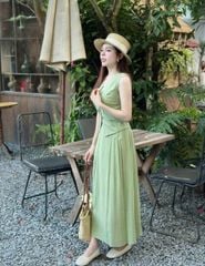 SKY8703  SET ÁO + CV DÀI ( XANH LÁ )