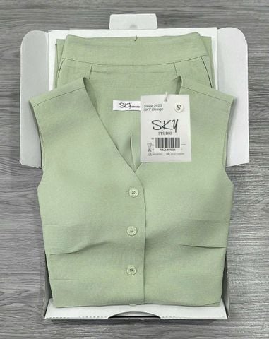 SKY8703  SET ÁO + CV DÀI ( XANH LÁ )