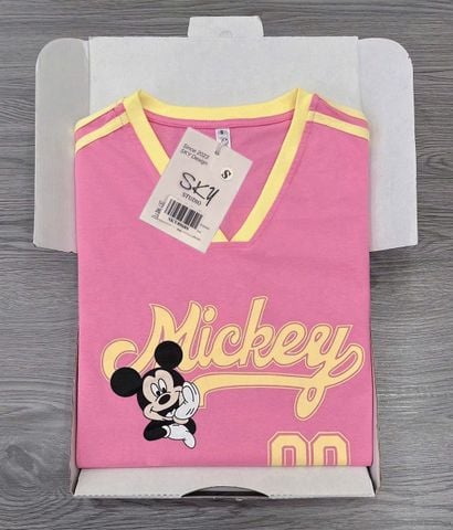 SKY8968 ÁO THUN MICKEY ( HỒNG VIỀN VÀNG )