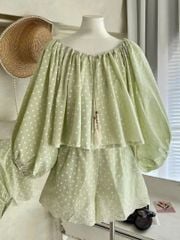 TB8983 SET CHẤM BI QUẦN SHORT (XANH)
