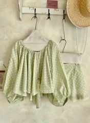 TB8983 SET CHẤM BI QUẦN SHORT (XANH)