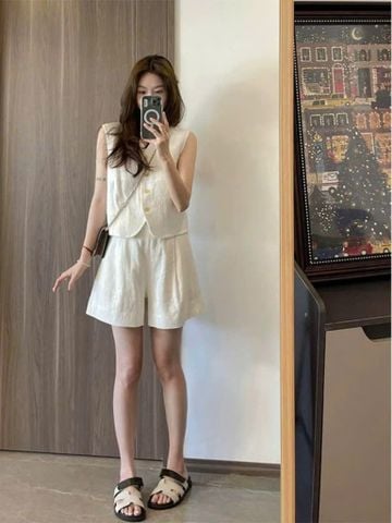 TB8812 SET GILE LINEN QUẦN SHORT (TRẮNG)