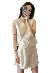 TB8812 SET GILE LINEN QUẦN SHORT (TRẮNG)