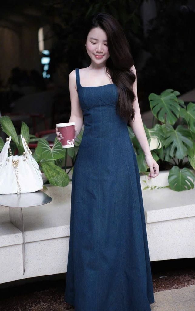 TB9008 ĐẦM JEAN HÀN DÀI 2 DÂY